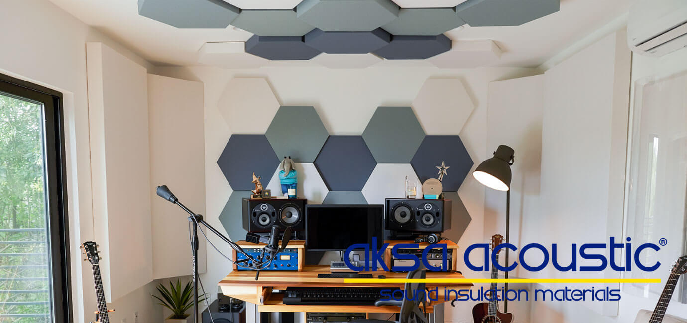 akustik altıgen kumaş kaplı duvar tavan kaplama panelleri